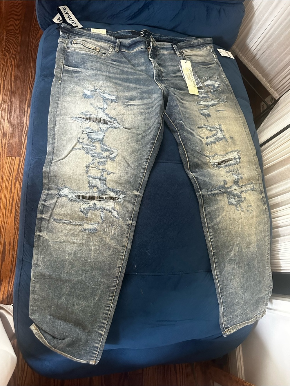 Jordan Craig Men's Distressed Light Wash Slim Straight Jeans